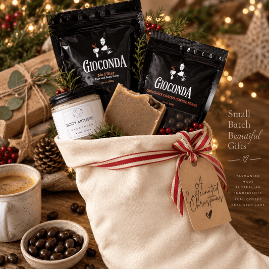 A Caffeinated Christmas | Tasmanian Coffee & Skincare Gift Stocking - Lewina Homestead