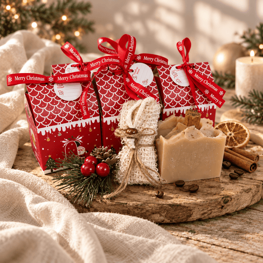 Christmas Latte Gift Box - Festive Soap & Soap Bag Set - Lewina Homestead