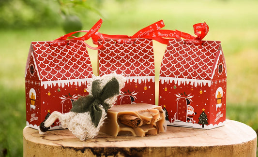 Christmas Latte Gift Box - Festive Soap & Soap Bag Set - Lewina Homestead