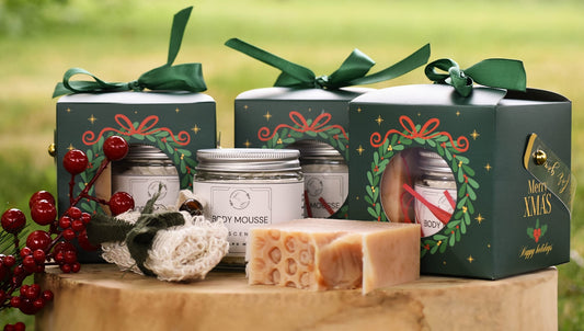 The Gentle Holiday Gift Set - Unscented Body Mousse & Milk + Honey Soap - Lewina Homestead
