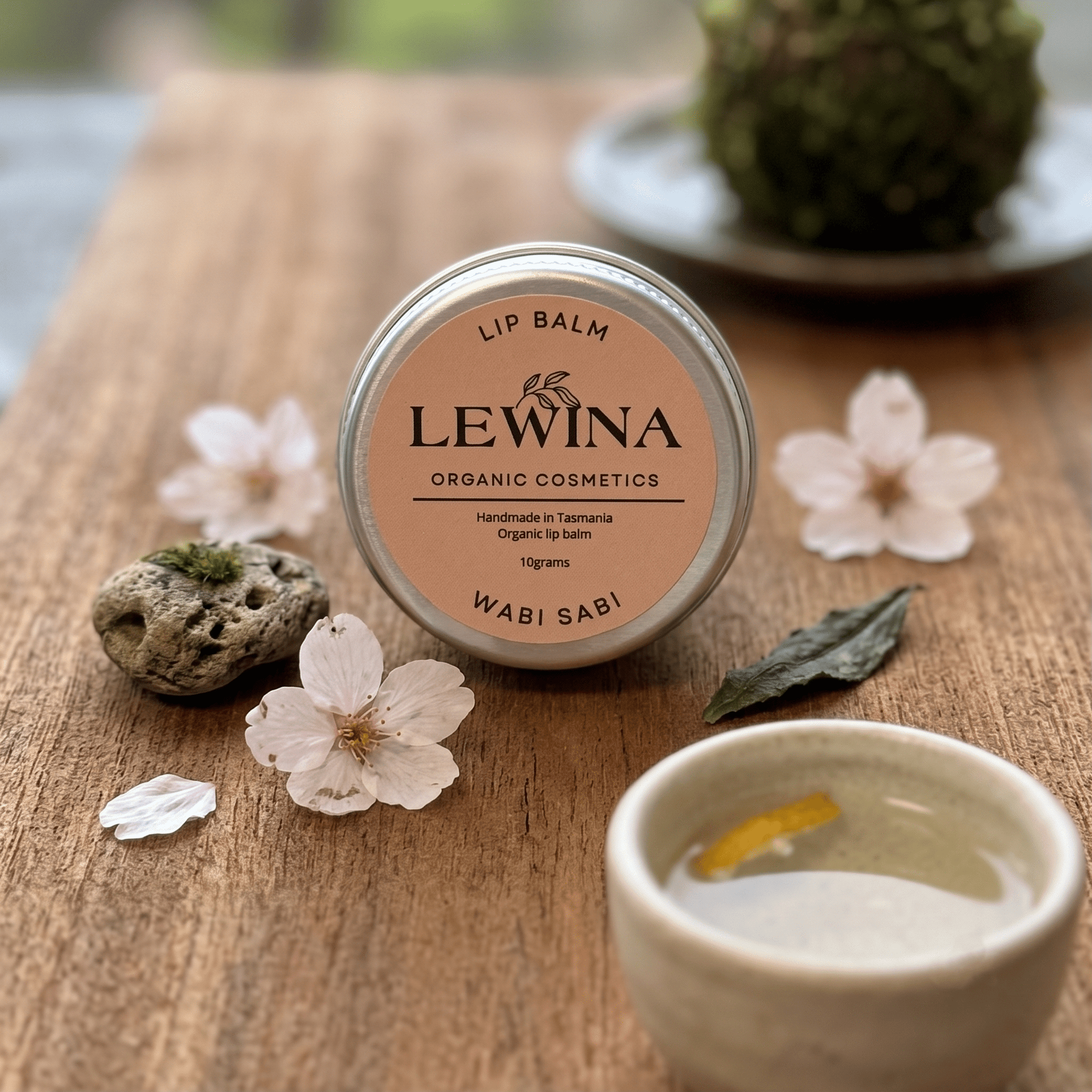 Wabi Sabi Lip Balm 10g | Natural, Moisturizing Balm for Dry, Chapped Lips - Lewina Homestead